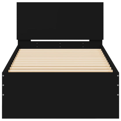Bed Frame without Mattress with LED Lights Black 75x190 cm Small Single