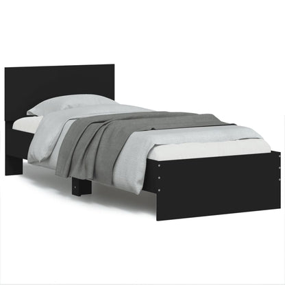 Bed Frame without Mattress with LED Lights Black 75x190 cm Small Single