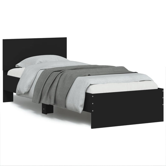 Bed Frame without Mattress with LED Lights Black 75x190 cm Small Single