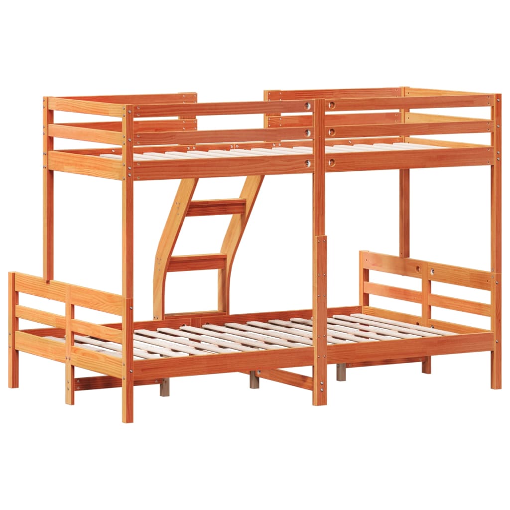 Bunk Bed without Mattress 90x200/120x200 cm Wax Brown Solid Wood