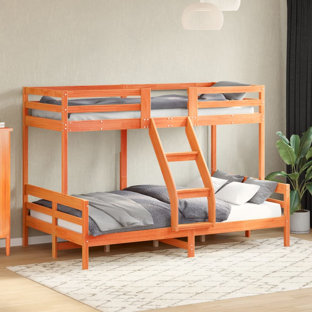 Bunk Bed without Mattress 90x200/120x200 cm Wax Brown Solid Wood