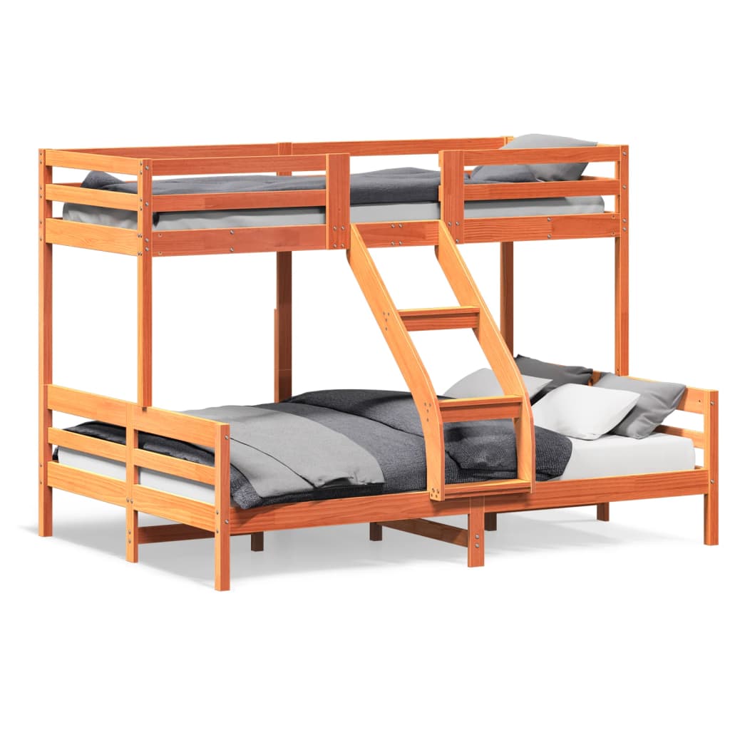 Bunk Bed without Mattress 90x200/140x200 cm Wax Brown Solid Wood