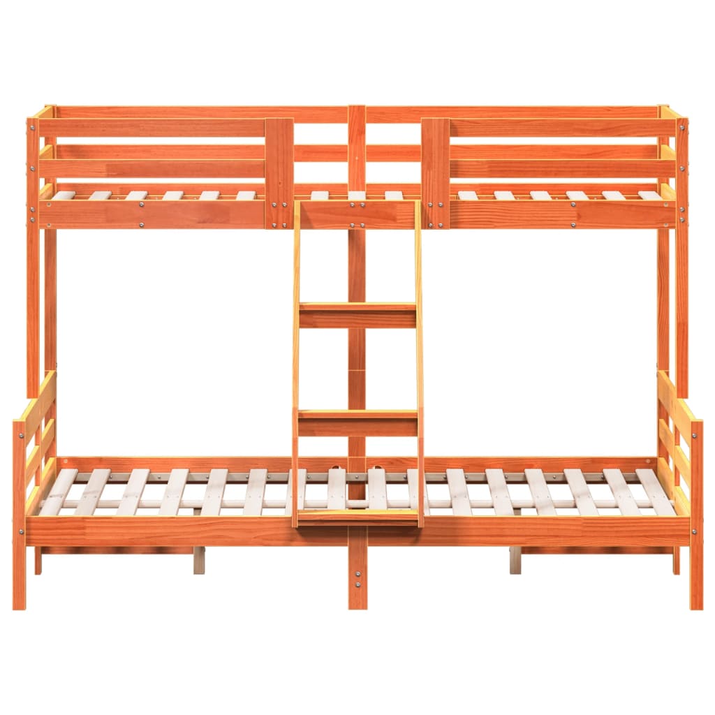 Bunk Bed without Mattress 90x200/140x200 cm Wax Brown Solid Wood