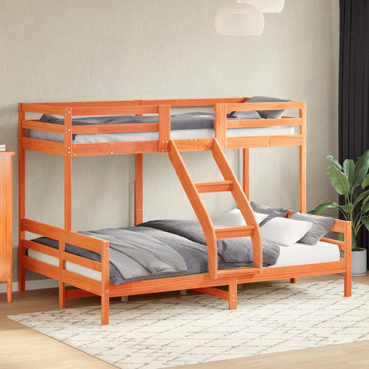 Bunk Bed without Mattress 90x200/140x200 cm Wax Brown Solid Wood