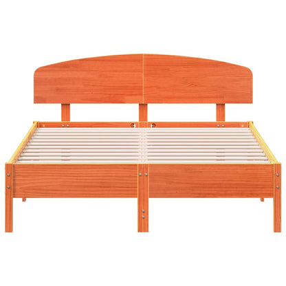 Bed Frame without Mattress Wax Brown 150x200 cm King Size Solid Wood Pine