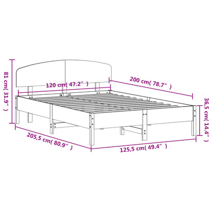 Bed Frame without Mattress 120x200 cm Solid Wood Pine