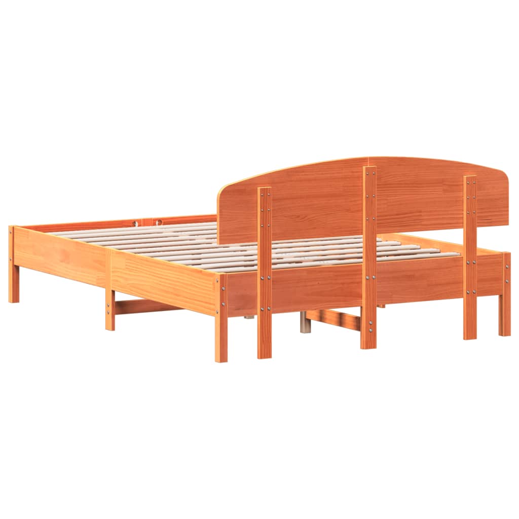 Bed Frame without Mattress Wax Brown 120x200 cm Solid Wood Pine