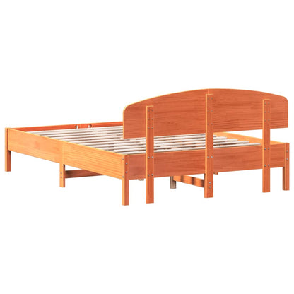 Bed Frame without Mattress Wax Brown 120x200 cm Solid Wood Pine