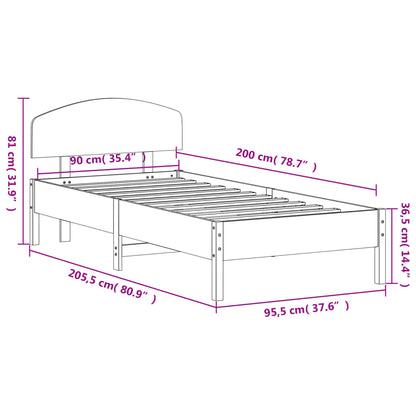 Bed Frame without Mattress White 90x200 cm Solid Wood Pine