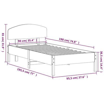 Bed Frame without Mattress White 90x190 cm Single Solid Wood Pine