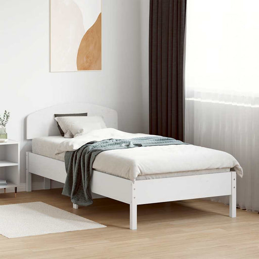 Bed Frame without Mattress White 75x190 cm Small Single Solid Wood Pine