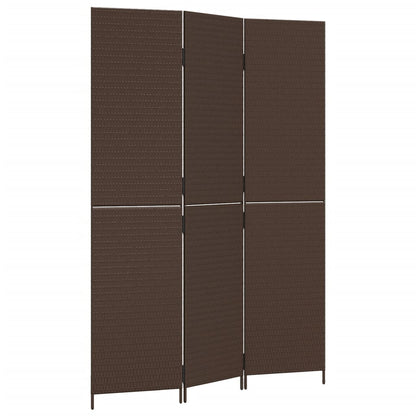 Room Divider 3 Panels Brown Poly Rattan