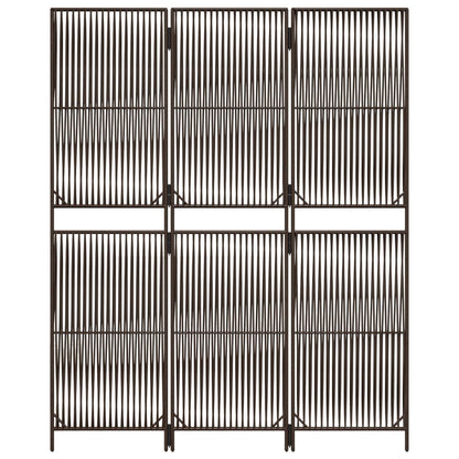 Room Divider 3 Panels Brown Poly Rattan