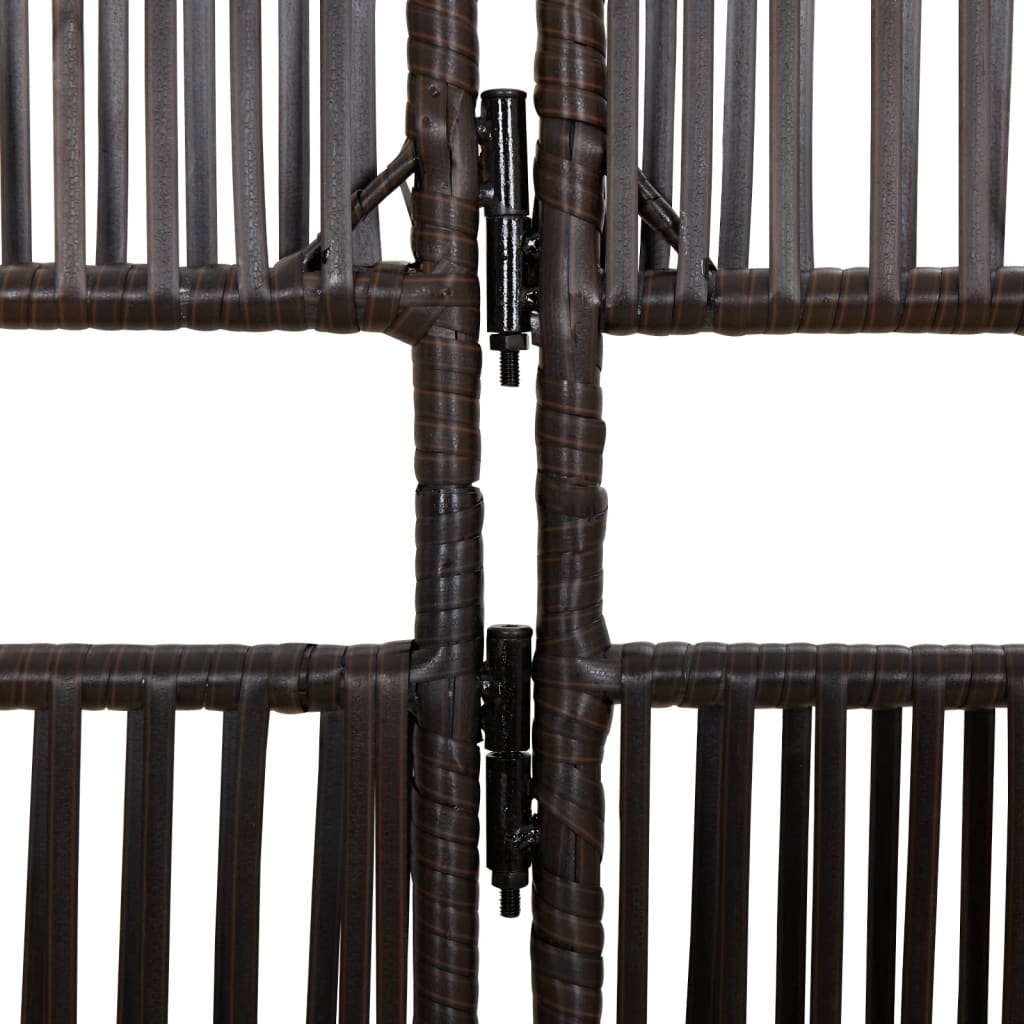 Room Divider 3 Panels Brown Poly Rattan