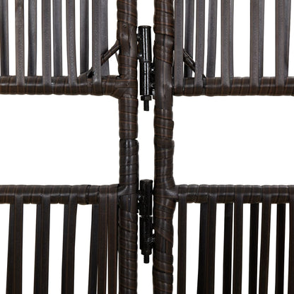 Room Divider 3 Panels Brown Poly Rattan