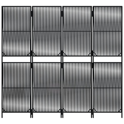 Room Divider 4 Panels Black Poly Rattan