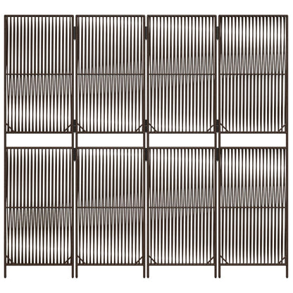 Room Divider 4 Panels Brown Poly Rattan