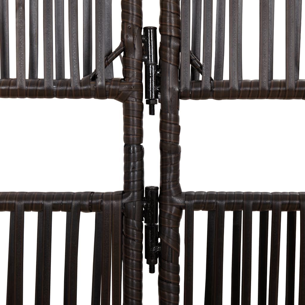 Room Divider 4 Panels Brown Poly Rattan