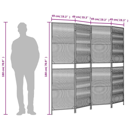 Room Divider 4 Panels Brown Poly Rattan