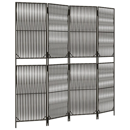 Room Divider 4 Panels Grey Poly Rattan