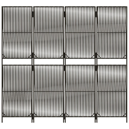 Room Divider 4 Panels Grey Poly Rattan