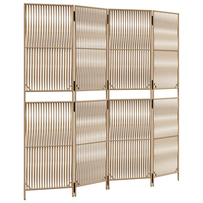 Room Divider 4 Panels Beige Poly Rattan