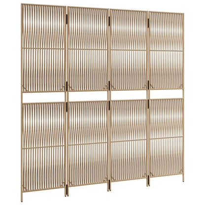 Room Divider 4 Panels Beige Poly Rattan