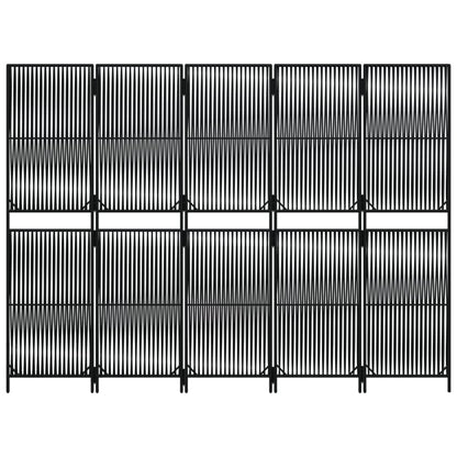 Room Divider 5 Panels Black Poly Rattan