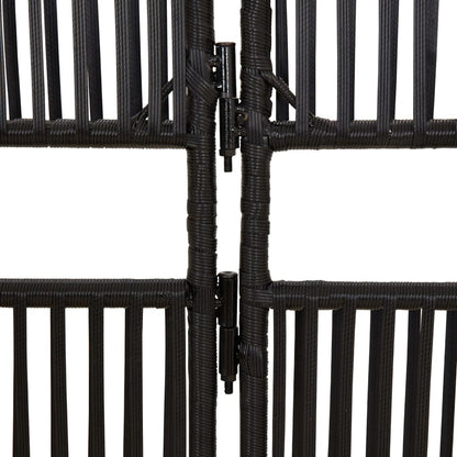 Room Divider 5 Panels Black Poly Rattan