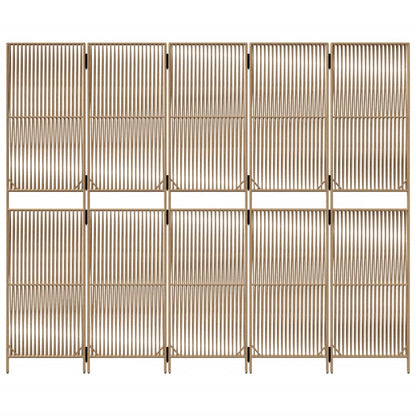 Room Divider 5 Panels Beige Poly Rattan