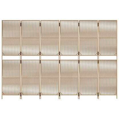 Room Divider 6 Panels Beige Poly Rattan