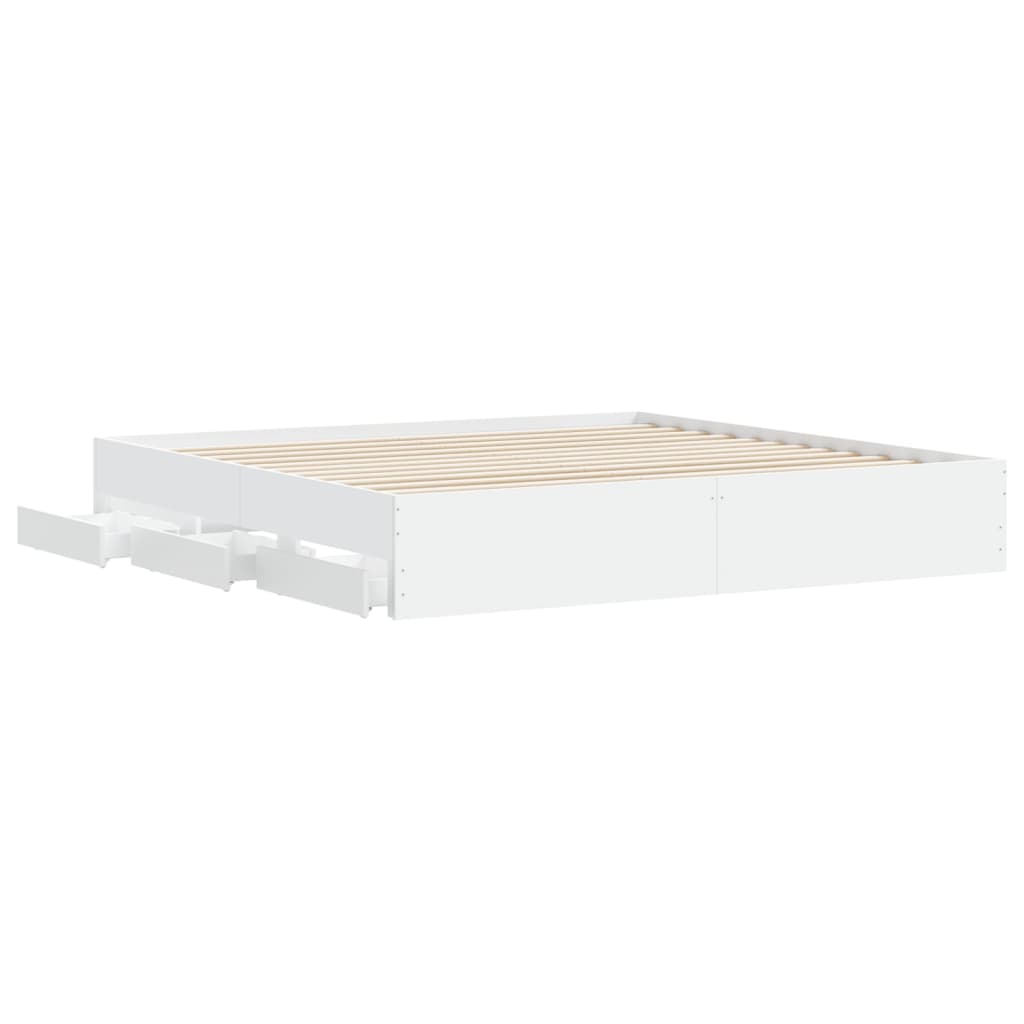 Bed Frame with Drawers without Mattress White 200x200 cm