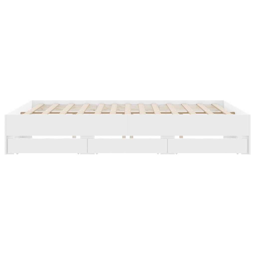 Bed Frame with Drawers without Mattress White 200x200 cm