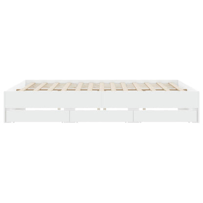 Bed Frame with Drawers without Mattress White 200x200 cm