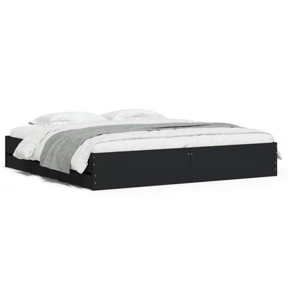 Bed Frame with Drawers without Mattress Black 200x200 cm