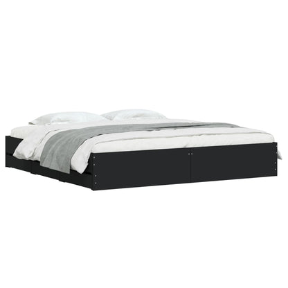 Bed Frame with Drawers without Mattress Black 200x200 cm