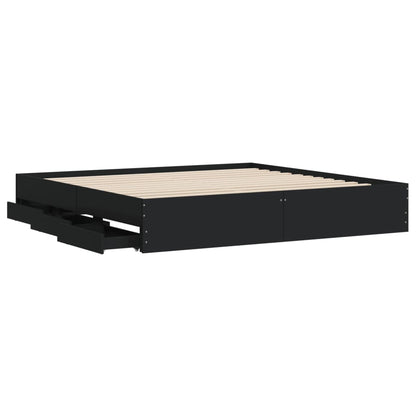 Bed Frame with Drawers without Mattress Black 200x200 cm