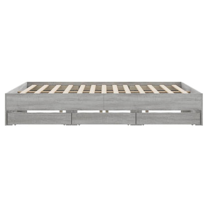 Bed Frame with Drawers without Mattress Grey Sonoma 200x200 cm