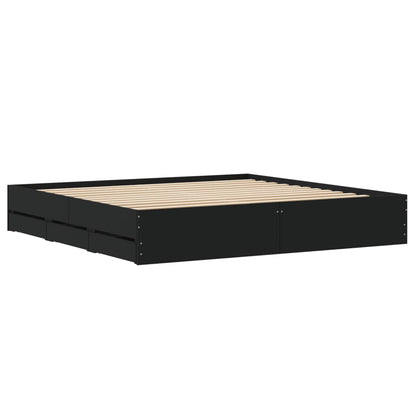 Bed Frame with Drawers without Mattress Black 180x200 cm Super King