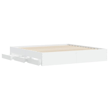 Bed Frame with Drawers without Mattress White 160x200 cm
