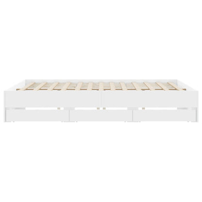 Bed Frame with Drawers without Mattress White 160x200 cm