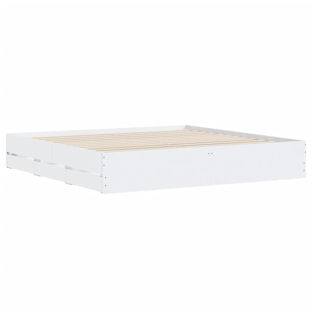 Bed Frame with Drawers without Mattress White 160x200 cm