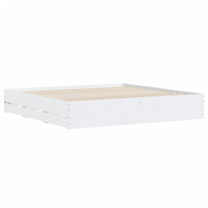 Bed Frame with Drawers without Mattress White 160x200 cm