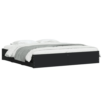 Bed Frame with Drawers without Mattress Black 160x200 cm