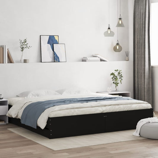 Bed Frame with Drawers without Mattress Black 160x200 cm