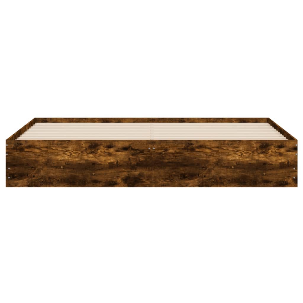 Bed Frame with Drawers without Mattress Smoked Oak 160x200 cm