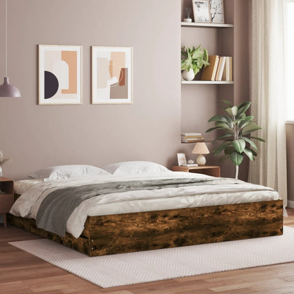 Bed Frame with Drawers without Mattress Smoked Oak 160x200 cm