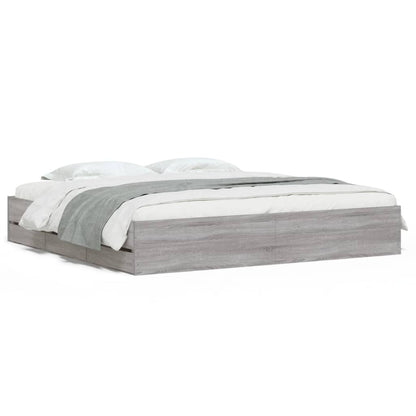 Bed Frame with Drawers without Mattress Grey Sonoma 160x200 cm
