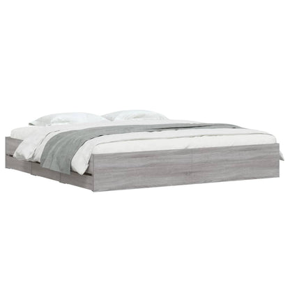 Bed Frame with Drawers without Mattress Grey Sonoma 160x200 cm