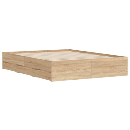 Bed Frame with Drawers without Mattress Sonoma Oak 150x200 cm King Size
